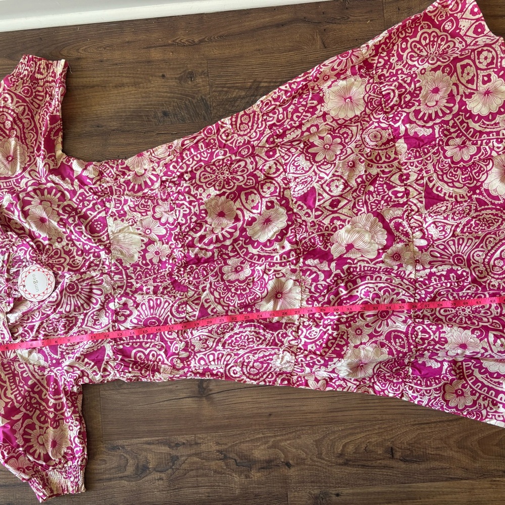 Umgee Pink and Cream resort style Floral Midi Dress NWT - Picture 9 of 10